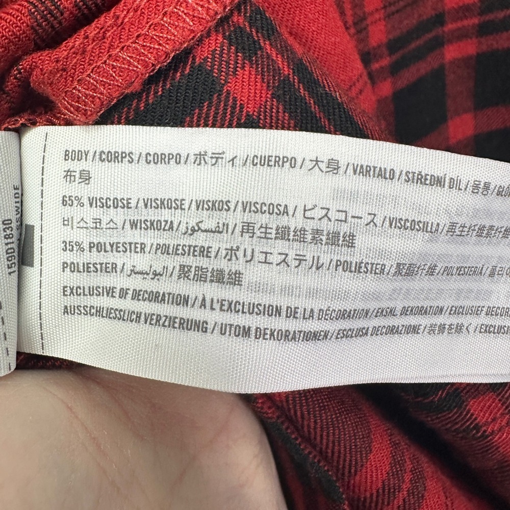 Abercrombie Fitch Red Black Plaid Flannel Shirt Dress Belted Size Small Tall ST - Picture 4 of 5